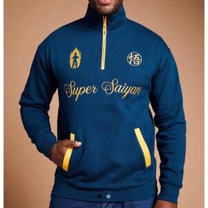 DRAGON BALL Z SUPER SAIYAN QUARTER ZIP SWEATSHIRT anime hoodie unisex XL